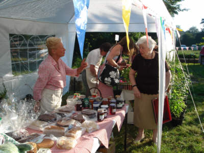 The produce and cake stall